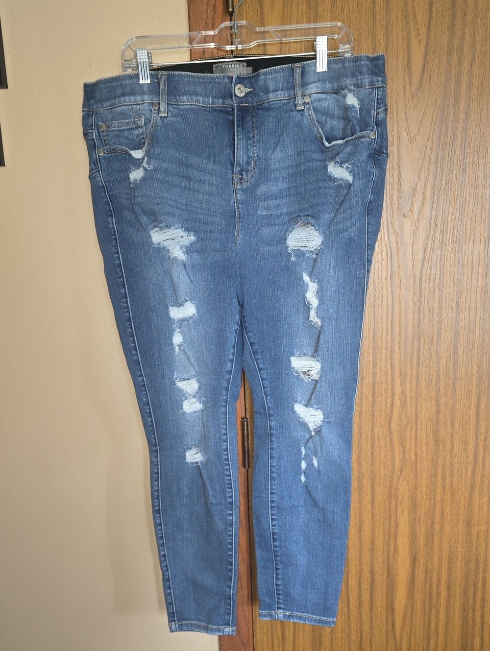 torrid Blue Distressed Skinny Jeans